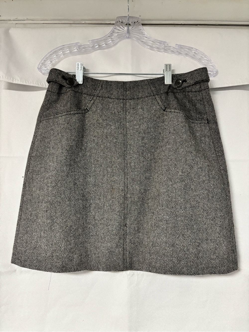 Madewell Herringbone A-Line Skirt in Gray